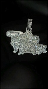 Collar con Colgante de Nombre Personalizado con Incrustaciones de Moissanita VVS, para Hombre, Oro de 18K, Moissanita Baguette, Estilo Hip Hop - Product Image 2