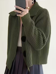 Colección Otoño Invierno de Cárdigan de Moda Casual Popular, Holgado, Versátil, de Manga Larga, con Botones Grandes para Mujer - Product Image 5