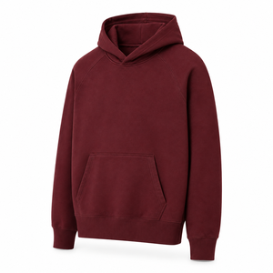 Sudadera con Capucha Personalizada con Logotipo, Color Borgoña, Manga Larga, Diseño con Bolsillo, 100% Algodón, Moda Urbana para Hombre - Servicio OEM - Product Image 4