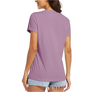 Camisetas de Mujer en Oferta, Corte Ajustado, Lisas, con Logotipo Personalizado, Cuello Redondo, Manga Corta, Verano, Color Sólido, Teñidas, Cuello Redondo - Product Image 5