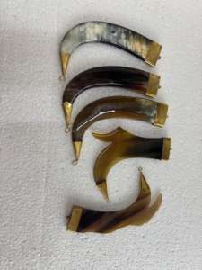 Colgante de Cuerno de Búfalo Natural, Amuleto de Hueso Chapado en Forma de Luna Creciente, Suministros para Fabricación de Joyería Tribal Boho Étnica, Negro Beige - Product Image 5