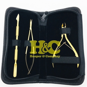 ชุดทำเล็บมือและเล็บเท้าสแตนเลสสตีลแบบพกพา รุ่น New Gold Nipper And Pusher Scissor  สำหรับทุกเพศ  แบบยั่งยืน  ชุดสีทอง - Product Image 5