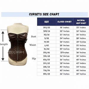 Corset Steampunk en cuir marron pour femme, avec baleines en acier, disponible également en grandes tailles - Product Image 6