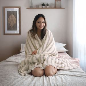 Couverture de lit personnalisée de haute qualité de luxe en coton turc léger 100% mousseline Couvertures de pique-nique et de jetés décoratifs fabriqués en Turquie - Product Image 6