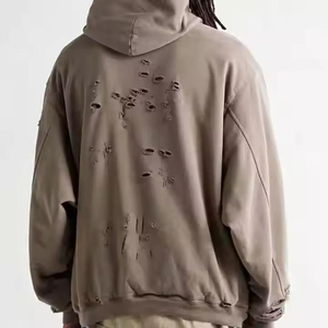 Vente en gros de sweats à capuche épais 420 g/m² pour hommes, avec logo personnalisé, effet vieilli, coupe oversize, vierges, délavés à l'acide, style vintage, OEM - Product Image 2