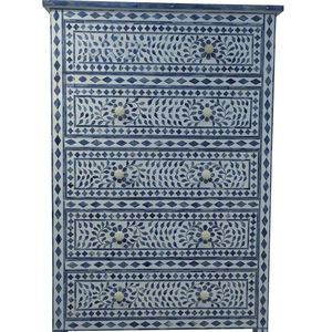 Cajón con Incrustaciones de Hueso de ILAHI, Diseño Moderno con Detalles de Ágata, Mueble Portátil para el Hogar - Product Image 1