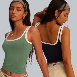 Women's Breathable Sleeveless Tank <b>Tops</b> Custom <b>Cropped</b> Gym Wear for Active Sports Casual Yoga <b>Top</b> Loose Fit Seamless Feature - Product Image 2