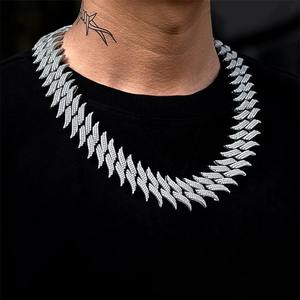 Hip Hop Jewelry 18mm 24 Inch Silver 925 Jewelry Men Vvs1 <b>Moissanite</b> Diamond Cuban Link <b>Chain</b> Full Diamond Men <b>Chain</b> for Sale - Product Image 2