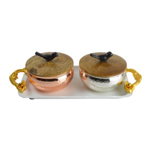 Boîte de rangement de luxe pour aliments, combinaison métal et bois, pour fruits secs, bonbons, contenants de rangement - Product Image 1