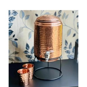 Distributeur d'eau en cuivre de qualité supérieure, style vintage, grande capacité avec couvercle, pour usage domestique - Product Image 4