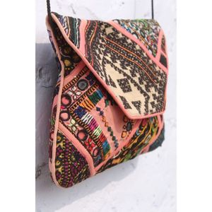 Latest Vintage Hand Embroidery Banjara <b>Bags</b> Casual Fashion Open Closure Chains Patchwork Mirror <b>Work</b> Cotton Fabric Clutch Purse - Product Image 4
