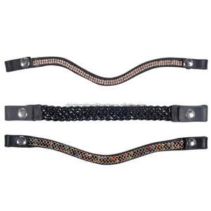 Diseño personalizado Cristales Bling decorativo todas las formas Banda de la frente del caballo de cuero de primera calidad con cierre de bucle de botón a presión - Product Image 2