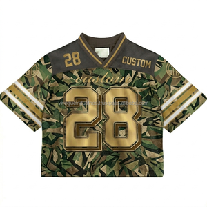 เสื้อเจอร์ซีย์ตาข่ายพิมพ์ลายหมายเลขแบบพรีเมียม ทรงโอเวอร์ไซส์ คอวี สำหรับอเมริกันฟุตบอล แฟชั่นแนวสตรีท เสื้อผ้าออกกำลังกายสำหรับผู้ชาย - Product Image 5