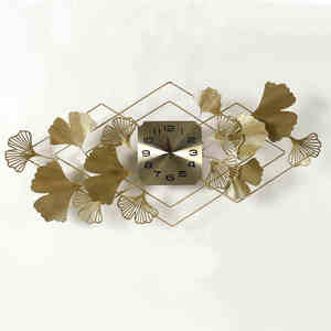 Reloj de Pared con Hoja de Ginkgo Botánica, Reloj Decorativo Dorado Moderno, Inspirado en la Naturaleza, Adorno Interior - Product Image 5