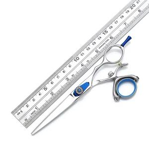 Tijeras Profesionales para Adelgazar el Cabello, Acero Inoxidable 440C, 30 Dientes, Mango Largo, para Diestros, Uso en Salón, Detalles en Azul - Product Image 6