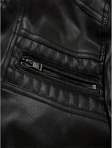 New Men's Faux Leather <b>Jacket</b> Motorcycle <b>Biker</b> <b>Jackets</b> Waterproof Windproof Genuine Leather <b>Jacket</b> with Removable Hood - Product Image 5