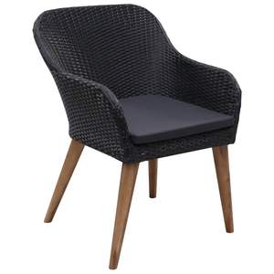 Ensemble de 2 fauteuils de jardin en rotin PE noir avec housses amovibles standard - Product Image 2