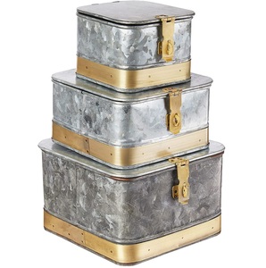 Antique Brass Metal Jewelry Organizer <b>Box</b> 4-Compartment Divided <b>Storage</b> Tray <b>with</b> <b>Lid</b> Vintage Gold Trinket & Accessory Container - Product Image 6