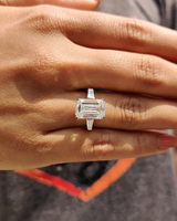 Bague de fiançailles en diamant de laboratoire taille émeraude pour femme, style classique de luxe, or 3,20 carats, bijoux certifiés IGI