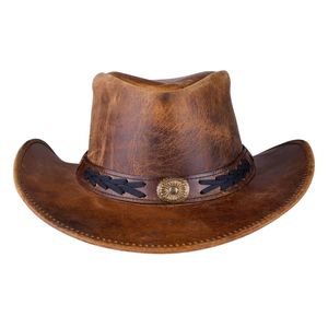 Chapeau de brousse en cuir gris clair perforé avec ventilation, sangle de menton et bande tressée personnalisée - Product Image 5