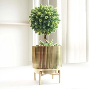 Maceta Metálica Contemporánea, Elegante Maceta Decorativa para Plantas de Interior y Exterior, para Hogar, Balcón, Sala de Estar, Oficina - Product Image 1