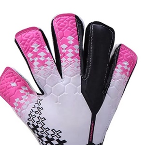 Gants de gardien de but de football en latex gaufré allemand rose et blanc de qualité supérieure, design personnalisé, sangle élastique allemande de 4 mm, paume plate - Product Image 4