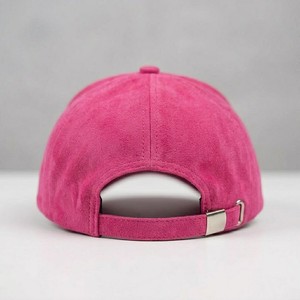 Casquette de baseball en daim rose vif de qualité supérieure, finition velours doux, 6 panneaux, visière incurvée, élégante et décontractée, pour femmes et hommes - Product Image 6