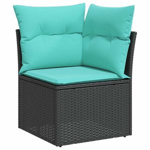 Juego de sofás de jardín de ratán sintético negro de 7 piezas con cojines, muebles de patio - Product Image 5