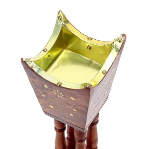 Traditional Religious Wooden Mabkhara with Vintage Style Brass Inlay Eco-Friendly Luxury <b>Oud</b> <b>Incense</b> Holder Gift Collection - Product Image 5