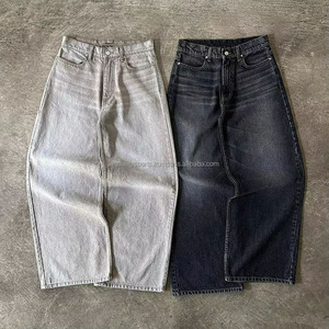 Jeans baggy vintage personnalisables de haute qualité pour hommes, style streetwear, denim délavé, style Y2K hip-hop, unisexe - Product Image 3