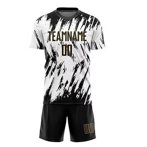 ชุดเสื้อฟุตบอลแบบกำหนดเอง พิมพ์ลายแบบ Sublimated ชื่อทีม 00 สีดำขาว คอกลม แขนสั้น ระบายเหงื่อได้ดี สำหรับผู้ใหญ่ ทั้งชายและหญิง - Product Image 2