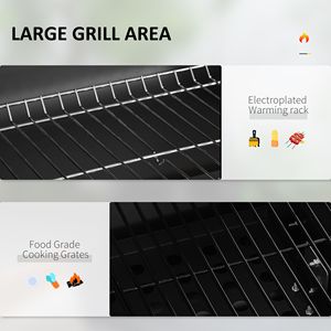 Griglia e Affumicatore BBQ in Porcellana con Carrello per Campeggio, Picnic e Giardino con Ripiano Laterale - Nero (16 Pollici) - Product Image 4