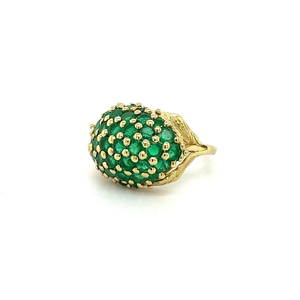 <b>Emerald</b> Ball Cocktail <b>Ring</b> 18K Gold Plated Lab Created Vintage Pave Setting Women's April Birthstone Daily Wear - Product Image 1