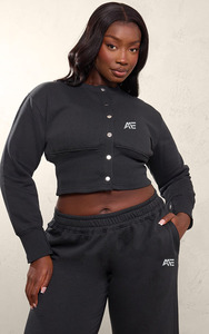 Women <b>Plus</b> <b>Size</b> Cropped Sweatshirt Jogger <b>Set</b> Snap Button Customise Two Piece Tracksuit Casual <b>Lounge</b> Wear - Product Image 5