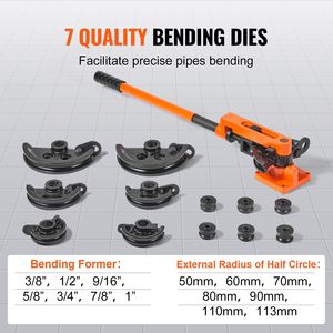 Piegatubi Manuale Fai-da-te con Manico in Acciaio e 7 Matrici per Tubi in Rame e Alluminio da 3/8'' a 1'' OD - Product Image 3
