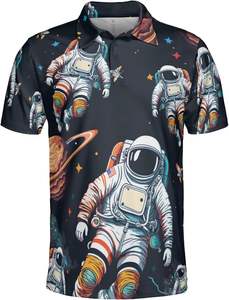 Camiseta polo moderna para hombre, multicolor, con diseño gráfico estampado, jersey grueso, corte holgado, estilo hip hop, informal, streetwear. - Product Image 4