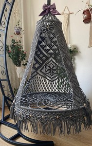 Fauteuil suspendu en macramé, balançoire en macramé rembourrée, Hangesessel, chaise en macramé, balançoire artisanale en macramé - Product Image 2