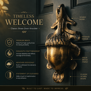 Antique Brass <b>Acorn</b> Oak Leaf Door Knocker <b>Decorative</b> Vintage Front Door Hardware Rustic Luxury Entrance Accent for Homes Villas - Product Image 5