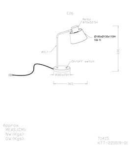Lámpara de escritorio minimalista de metal con pantalla de tela gris E27/E26 60-100W para dormitorio o sala de lectura - Product Image 4