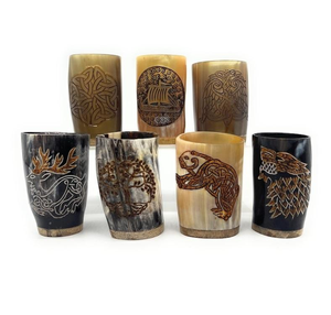 Cuerno Vikingo Original para Beber, Tallado a Mano, 100% Hermético, Ecológico, con Soporte de Cuero de Cabra, Estilo Ángel, para Mead y Cerveza Ale - Product Image 5