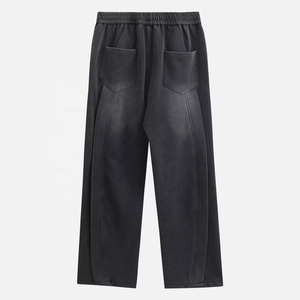 Men's Midweight Warm <b>Canvas</b> Wide Leg Plus Size Flare Full Length Trousers Washed <b>Plain</b> - Product Image 6