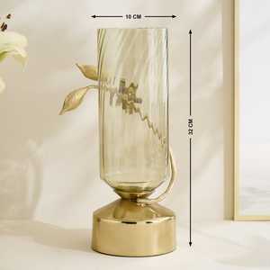 Jarrón de Vidrio de Lujo con Base de Metal Dorado, Hecho a Mano, Resistente al Óxido, Minimalista, Decorativo, Centro de Mesa para Bodas y Hogar - Product Image 6