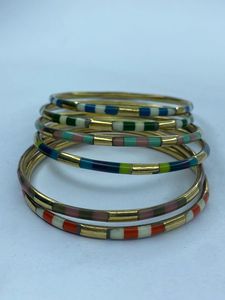 Custom Made Brass Bangles,cuffs and Bangle <b>Sets</b> Made From Resin Inlay & Embedded with <b>Coloured</b> Stones for Fashion Jewelry Stores - Product Image 2
