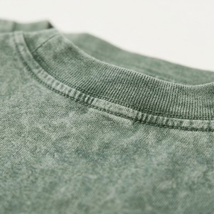 Men Olive Green <b>Acid</b> Wash T Shirt Premium Cotton Oversized <b>Drop</b> Shoulder Casual Street Fashion Tee Custom OEM Wholesale - Product Image 4