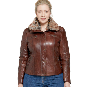 <b>Women</b> Modern Genuine <b>Leather</b> <b>Jacket</b> High End Fashion Outerwear Elegant Casual Biker <b>Jacket</b> Custom Made Private Label Supplier - Product Image 1