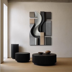 Aqdus Saleem AS-2408, Decoración de Pared Abstracta Contemporánea Hecha a Mano con Madera de Nogal y Detalles Metálicos |   Venta al por mayor - Product Image 2