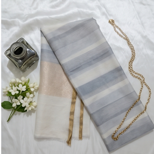 Étole en soie rayée Banarasi (Dupatta) pour femmes, châle-limousine léger et luxueux, respirant, idéal pour l'automne et le printemps - Product Image 5