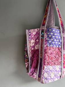 Bohemian Cotton Tote <b>Bag</b> <b>Red</b> Floral Pattern Striped Handles Open Top Shopping <b>Bag</b> <b>GIFT</b> FOR HER - Product Image 4