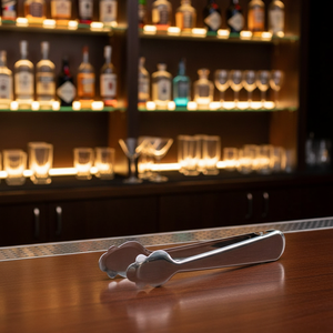 Pince à glace en acier inoxydable de 7 pouces, poignée sécurisée, pour boules de glace géantes, cubes de glace géants, en métal, pour bar à café - Product Image 1