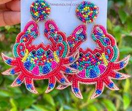 Pendientes bordados a mano, pendientes con bordado artesanal, joyería festiva para mujer al mejor precio, pendientes con cuentas. - Product Image 3